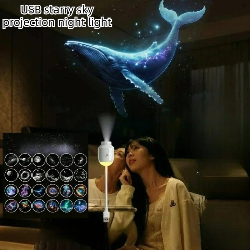 Mini Galaxy Star Projector Two in One Night Light Home Background Atmosphere Light Bedroom Car Decoration Children's Gift
