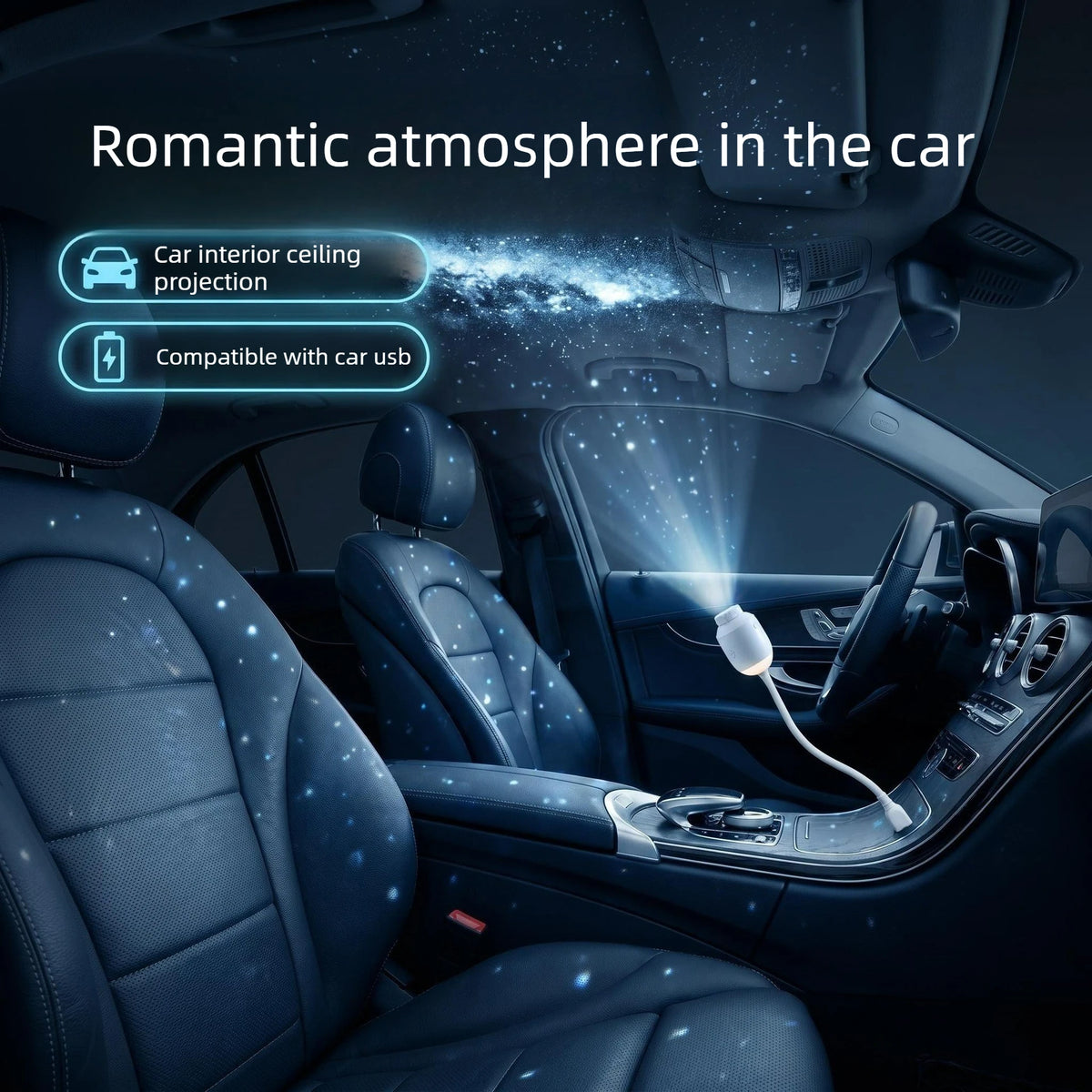 Mini Galaxy Star Projector Two in One Night Light Home Background Atmosphere Light Bedroom Car Decoration Children's Gift